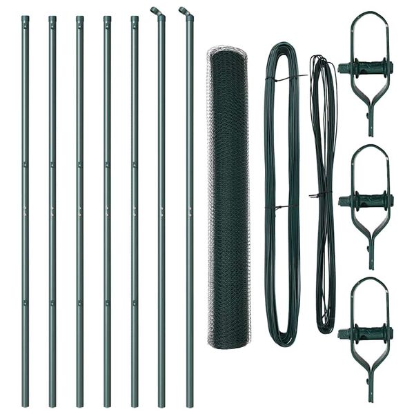 vidaXL Poteau de cl&ocirc;ture. Vert 10 x 1 m (treillis de 25 mm)