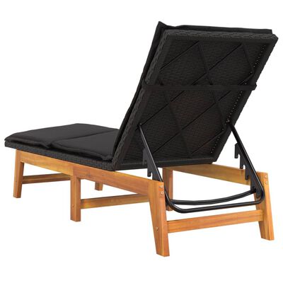 vidaXL Chaise longue avec coussin Résine tressée/bois massif d'acacia