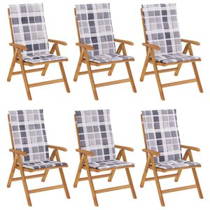 vidaXL Fauteuils pliants inclinables avec coussins 6 pcs teck massif