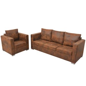 vidaXL Ensemble de canap&eacute;s 2 pcs cuir daim synth&eacute;tique
