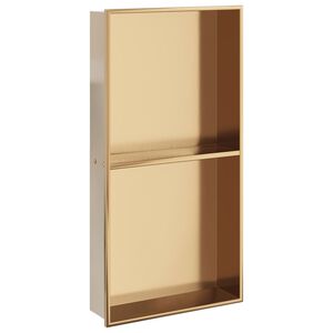 vidaXL Niche de douche dor&eacute; bross&eacute; 32x62x9 cm acier inoxydable