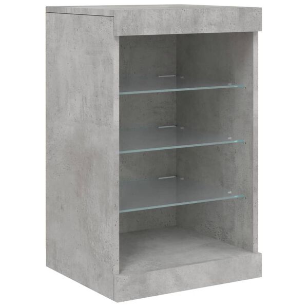 vidaXL Buffet avec lumi&egrave;res LED gris b&eacute;ton 41x37x67 cm