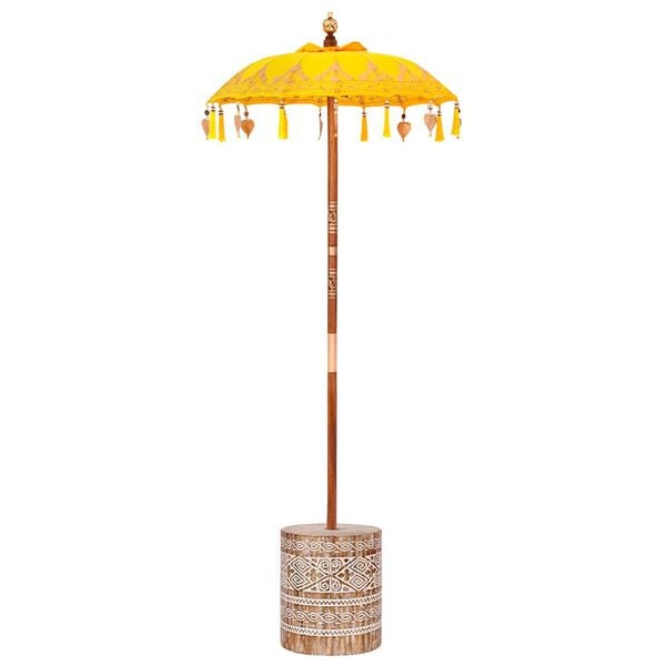 vidaXL Parasol balinais avec base Jaune 95 x 95 x 260 cm