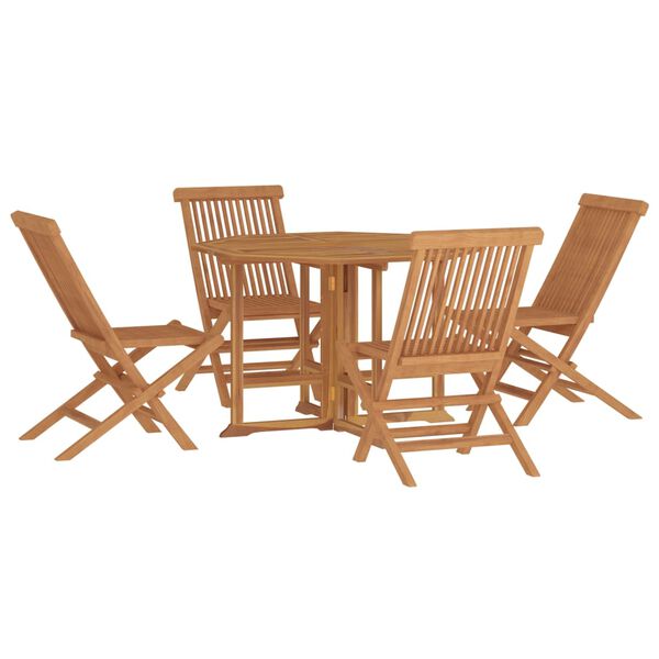 vidaXL Ensemble à dîner d'extérieur pliable 5 pcs Bois solide de teck