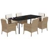 vidaXL Ensemble &agrave; manger de jardin et coussins 7 pcs beige poly rotin