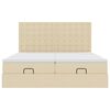VidaXL Cadre de lit ottoman avec matelas cr&egrave;me 200x200cm tissu