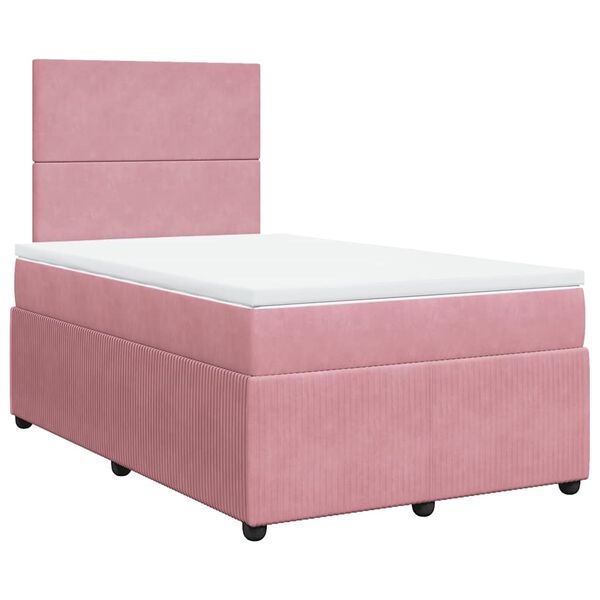 vidaXL Sommier &agrave; lattes de lit avec matelas Rose 120x200 cm Velours