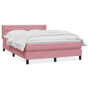 vidaXL Sommier &agrave; lattes de lit avec matelas rose 160x220 cm velours