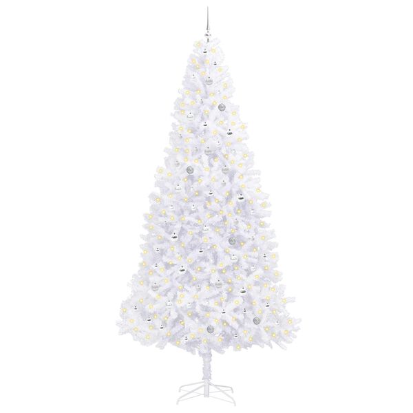 vidaXL Sapin de No&euml;l artificiel avec 300 LED Blanc 300 cm PVC et Acier