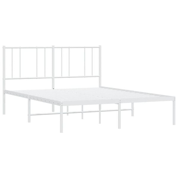 vidaXL Cadre de lit m&eacute;tal sans matelas et t&ecirc;te de lit blanc 120x200 cm