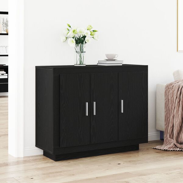 vidaXL Buffet Ch&ecirc;ne noir 92 x 35 x 75 cm Bois d'ing&eacute;nierie