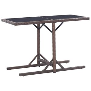 vidaXL Table de jardin Marron 110x53x72 cm Verre et r&eacute;sine tress&eacute;e