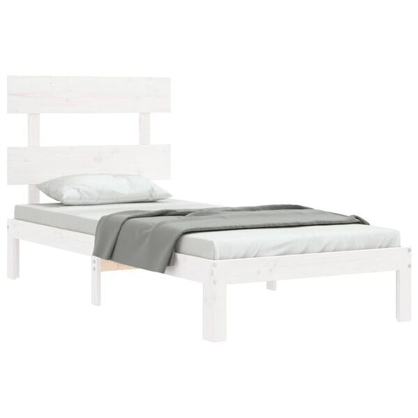 vidaXL Cadre de lit sans matelas blanc bois de pin massif