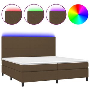 vidaXL Sommier &agrave; lattes de lit matelas et LED Marron fonc&eacute; 200x200 cm