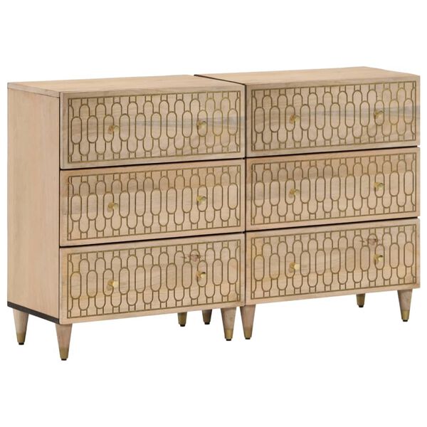 vidaXL Armoires latérales 2 pcs 60x33x75 cm bois massif de manguier