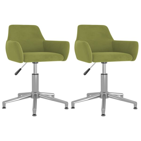 vidaXL Chaises pivotantes &agrave; manger lot de 2 vert clair velours