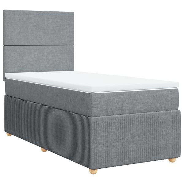 vidaXL Sommier &agrave; lattes de lit avec matelas Gris clair 100x200cm Tissu