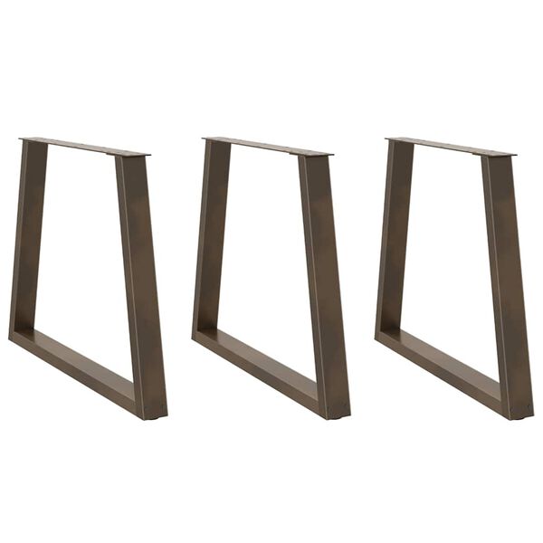 vidaXL Pieds de table &agrave; manger en forme de V 3 pi&egrave;ces Acier naturel 80 x (72-73,3) cm Acier