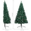 vidaXL Demi-arbre de No&euml;l artificiel pr&eacute;-&eacute;clair&eacute; et boules vert 240 cm