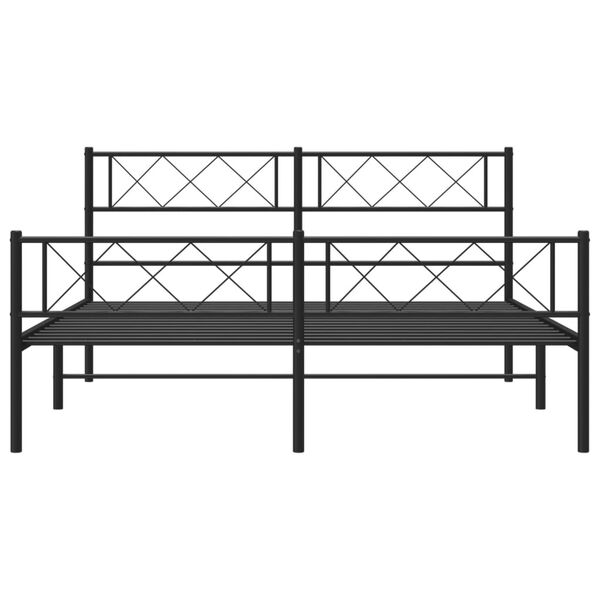 vidaXL Cadre de lit m&eacute;tal sans matelas avec pied de lit noir 120x190cm