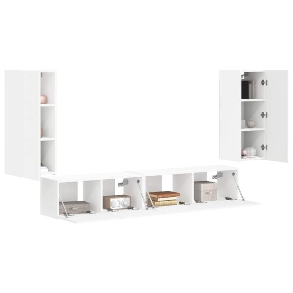 vidaXL Ensemble meuble TV 4 pcs Blanc Bois d'ing&eacute;nierie