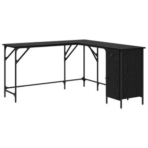 vidaXL Bureau Ch&ecirc;ne noir Bois d'ing&eacute;nierie 141 x 141 x 75 cm