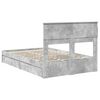 vidaXL Lit de Rangement Gris b&eacute;ton 135 x 190 cm Bois d'ing&eacute;nierie