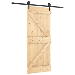 vidaXL Porte coulissante Naturel et noir 85 x 210 cm
