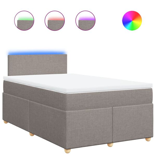 vidaXL Sommier &agrave; lattes de lit avec matelas Taupe 120x200 cm Tissu