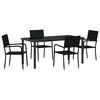 vidaXL Ensemble de salle &agrave; manger pour jardin 5 pc Noir polyrotin