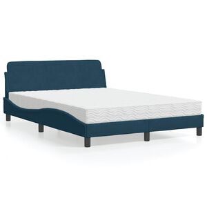 vidaXL Lit avec matelas Dover bleu 140x190 cm velours