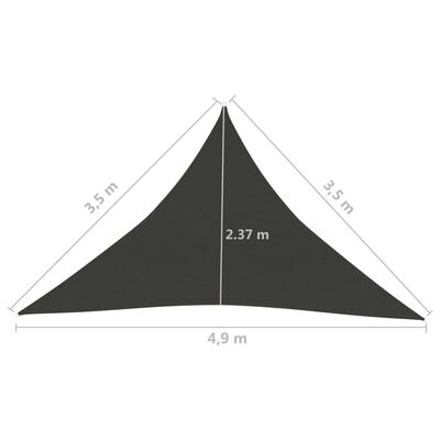 vidaXL Voile d'ombrage 160 g/m² Anthracite 3,5x3,5x4,9 m PEHD