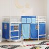 vidaXL Cadre de Lit Mezzanine pour Enfants avec Rideaux Blanc et Bleu