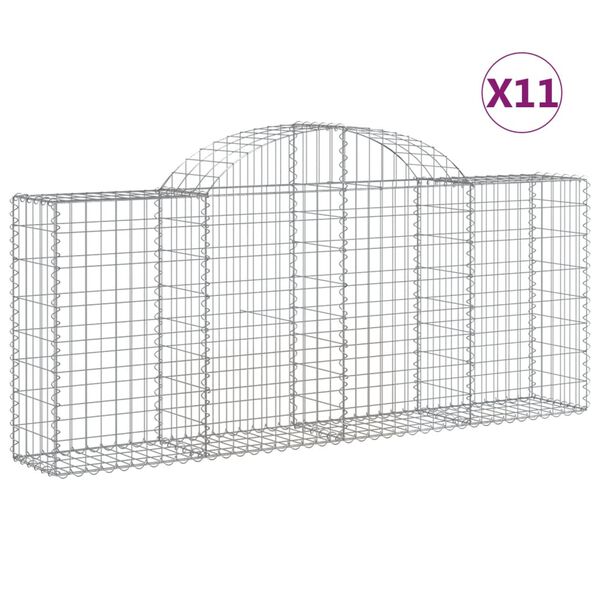 vidaXL Paniers à gabions arqués 11 pcs 200x30x80/100 cm Fer galvanisé