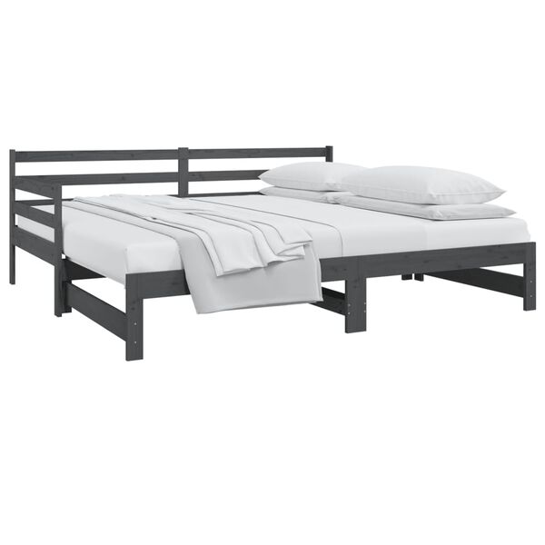 vidaXL Lit coulissant sans matelas gris 2x(80x200)cm