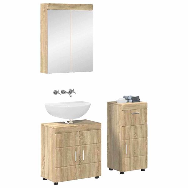 vidaXL Ensemble de mobilier de salle de bain TULUM Ch&ecirc;ne Sonoma