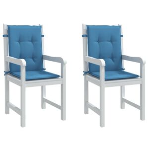 vidaXL Coussins de chaise &agrave; dossier bas lot de 2 bleu m&eacute;lang&eacute; tissu