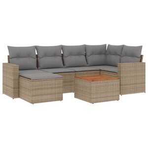 vidaXL Salon de jardin avec coussins 7pcs m&eacute;lange beige r&eacute;sine tress&eacute;e