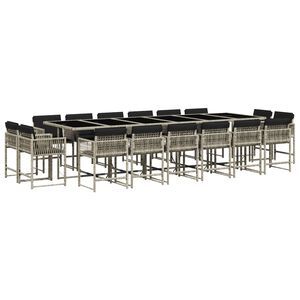 vidaXL Ensemble &agrave; manger de jardin et coussins 17 pcs gris clair rotin