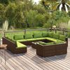 vidaXL Salon de jardin 12 pcs avec coussins Marron Résine tressée