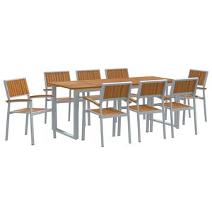 vidaXL Ensemble de salle &agrave; manger pour jardin 9 pc Gris
