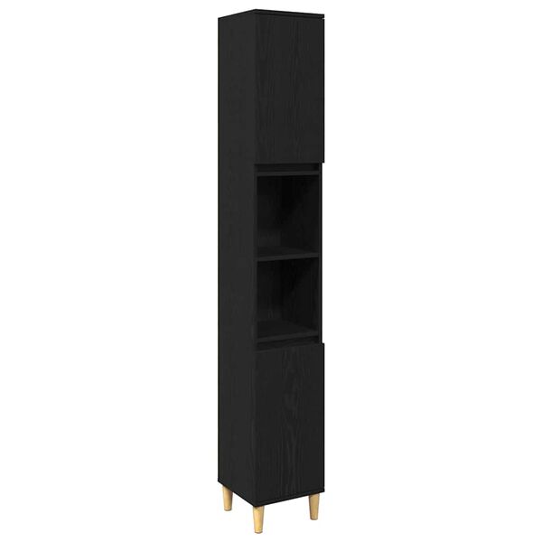 vidaXL Ensemble de mobilier de salle de bain avec stockage 3 pcs Noir