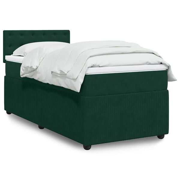 vidaXL Sommier &agrave; lattes de lit avec matelas Vert fonc&eacute; 100x200 cm