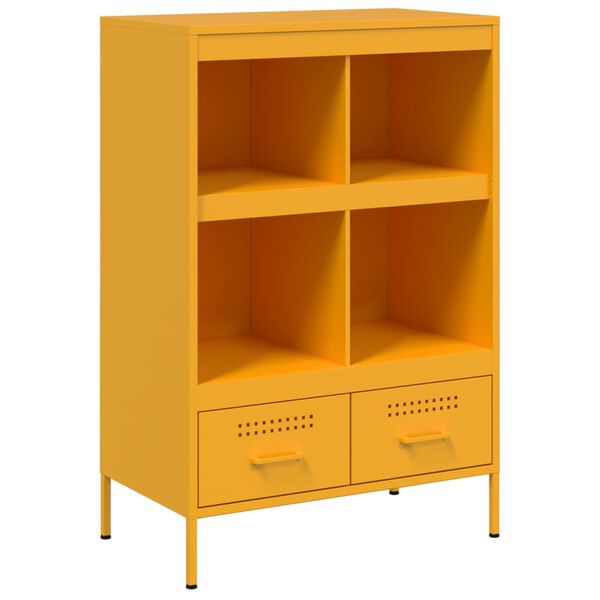 vidaXL Buffet haut jaune moutarde 68x39x101,5 cm acier