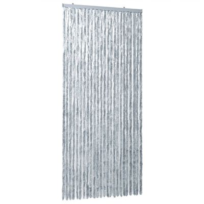 vidaXL Rideau anti-mouches blanc et gris 100x230 cm chenille