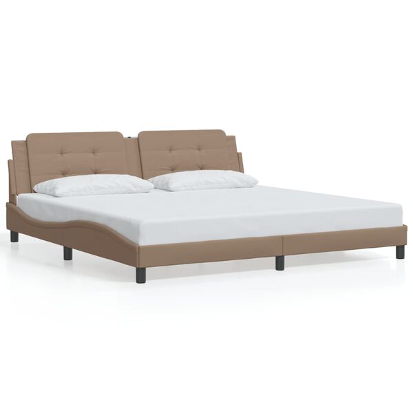 vidaXL Cadre de lit sans matelas Zadar cappuccino 200x200 cm similicuir