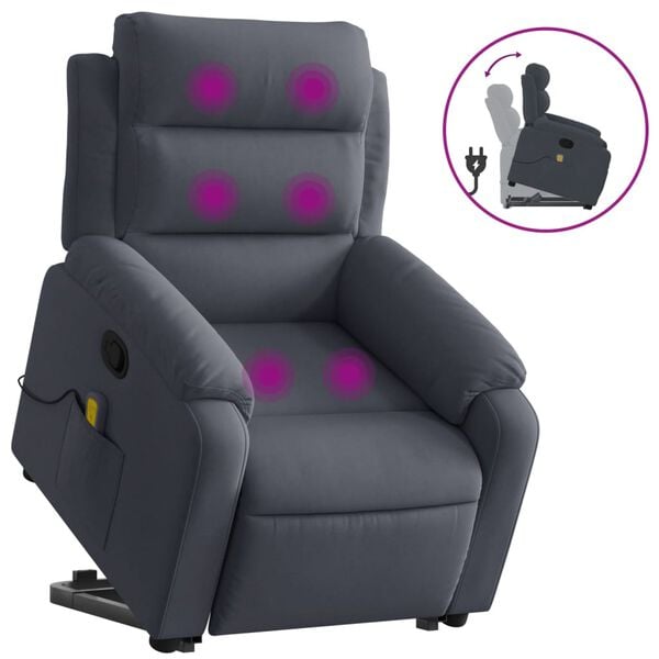 vidaXL Fauteuil de massage inclinable Gris fonc&eacute; Velours
