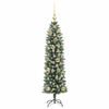 vidaXL Arbre de Noël artificiel slim avec 150 LED Vert et blanc 120 cm