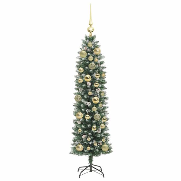 vidaXL Arbre de Noël artificiel slim avec 150 LED Vert et blanc 120 cm