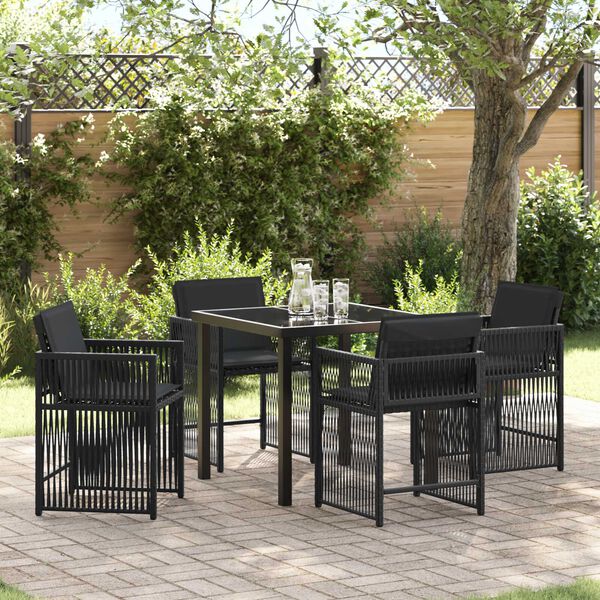 vidaXL Ensemble de salle &agrave; manger pour jardin 5 pcs Noir polyrotin
